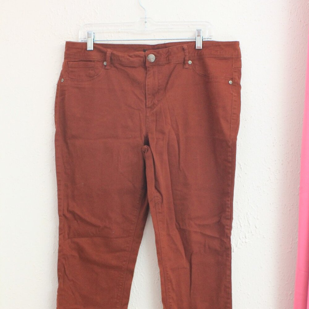 #429 A3 Denim Burnt Orange Red Jeans Size 16